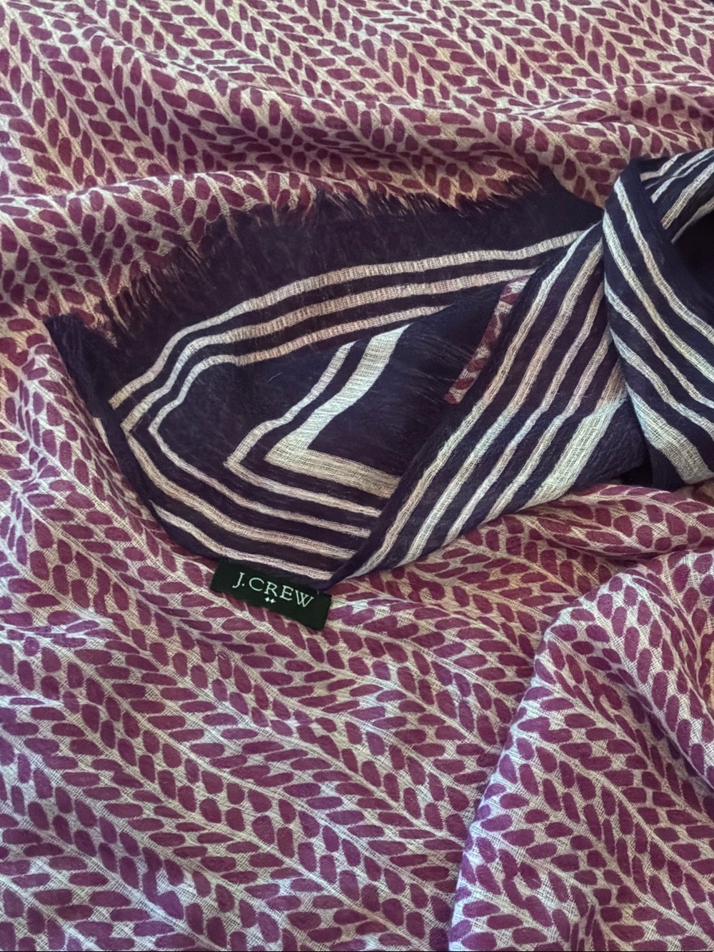J.Crew Women's Purple Patterned Lightweight Scarf Top